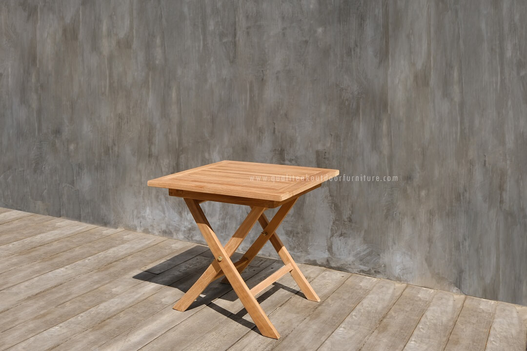teak folding side table